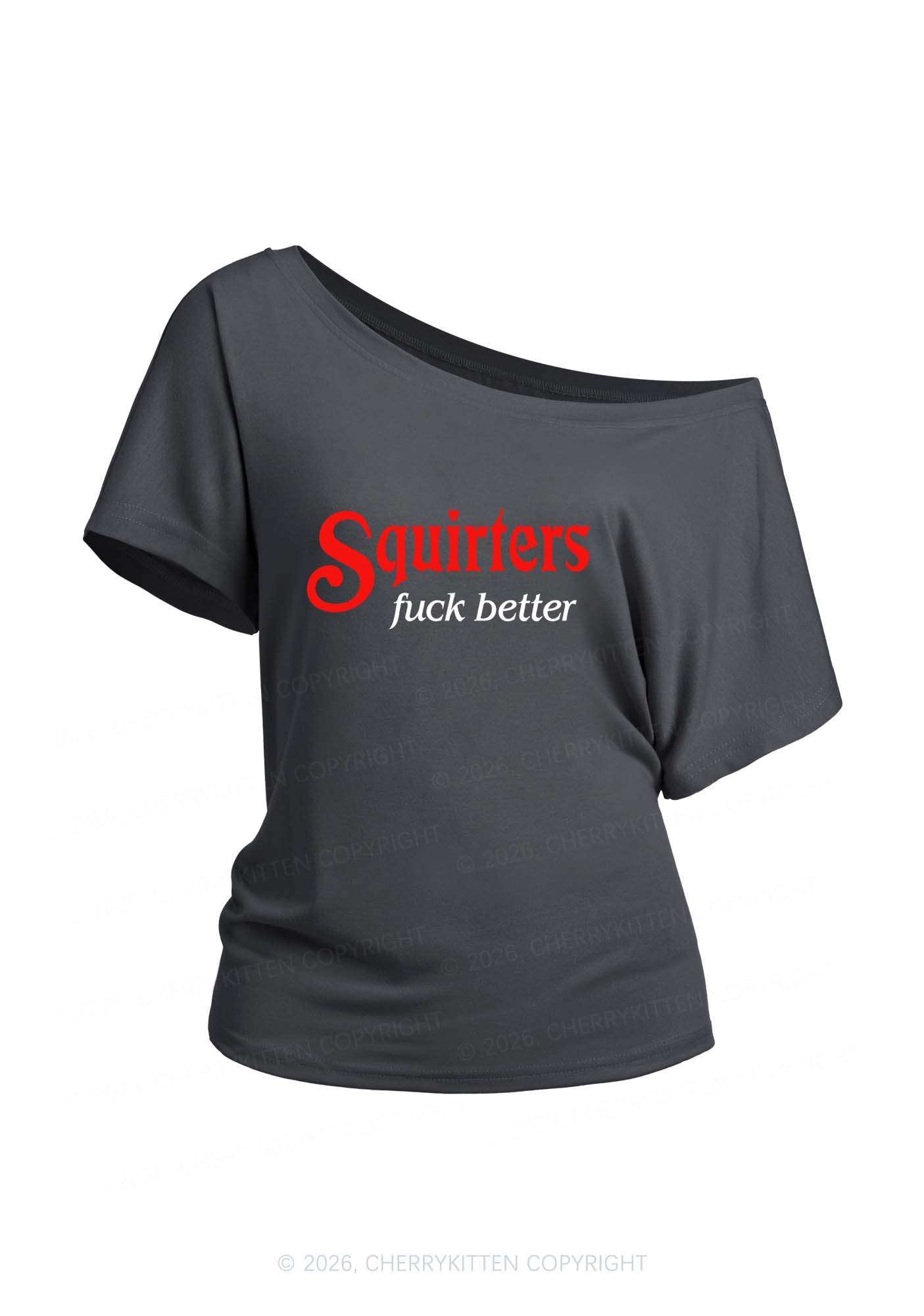 Squirters Fxxk Better Y2K Off Shoulder Tee Cherrykitten