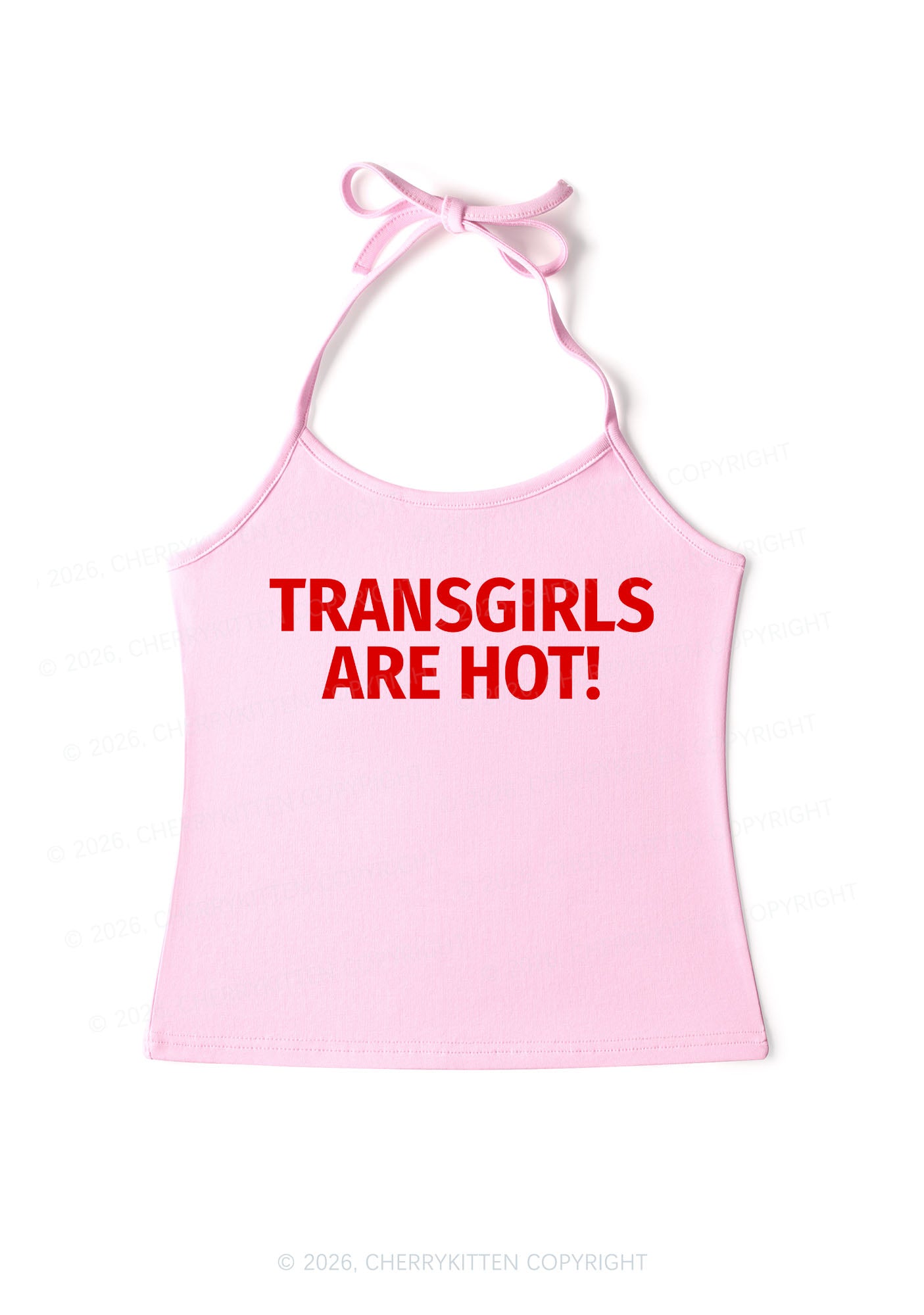 Transgirls Are Hot Pride Y2K Halter Neck Cami Cherrykitten