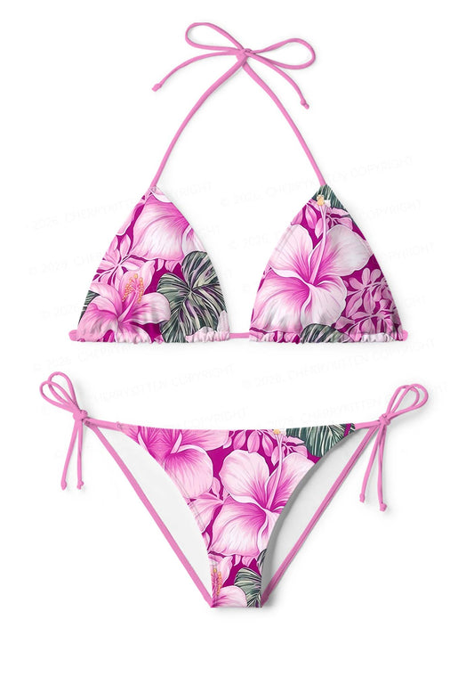 Purple Blossoms Y2K Print Bikini Set Cherrykitten