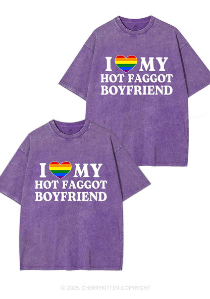 Love My Hot Faggot BF Y2K Valentine's Day Washed Tee Cherrykitten
