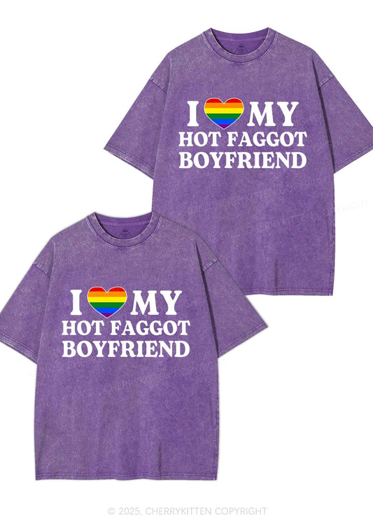 Love My Hot Faggot BF Y2K Valentine's Day Washed Tee Cherrykitten