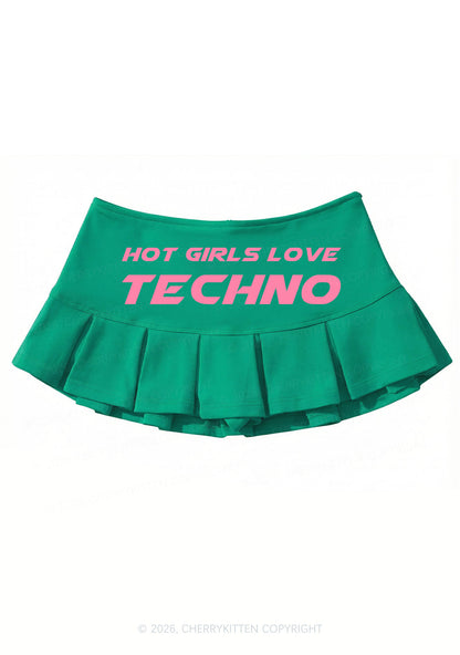 Hot Girls Love Techno Y2K Mini Pleated Skirts Cherrykitten