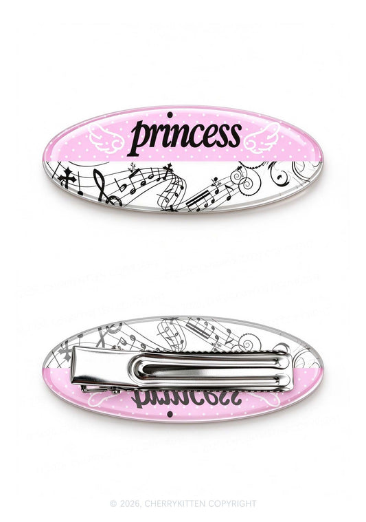 Princess Music Notes Y2K Acrylic Duckbill Hair Clips Cherrykitten