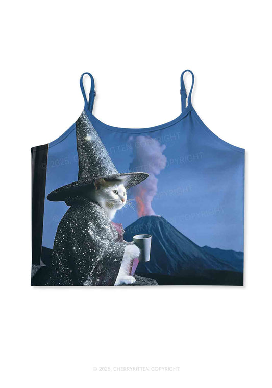 Magic Cat Y2K Print Cami Crop Top Cherrykitten