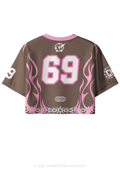 Brown Whos A Good Boy Y2K Crop Sport Jersey Shirts Cherrykitten