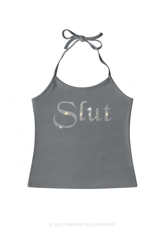 Rhinestone Slxt Y2K Halter Neck Cami Cherrykitten