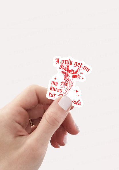 On My Knees For Hot Girls Pride 1pc Y2K Sticker Cherrykitten