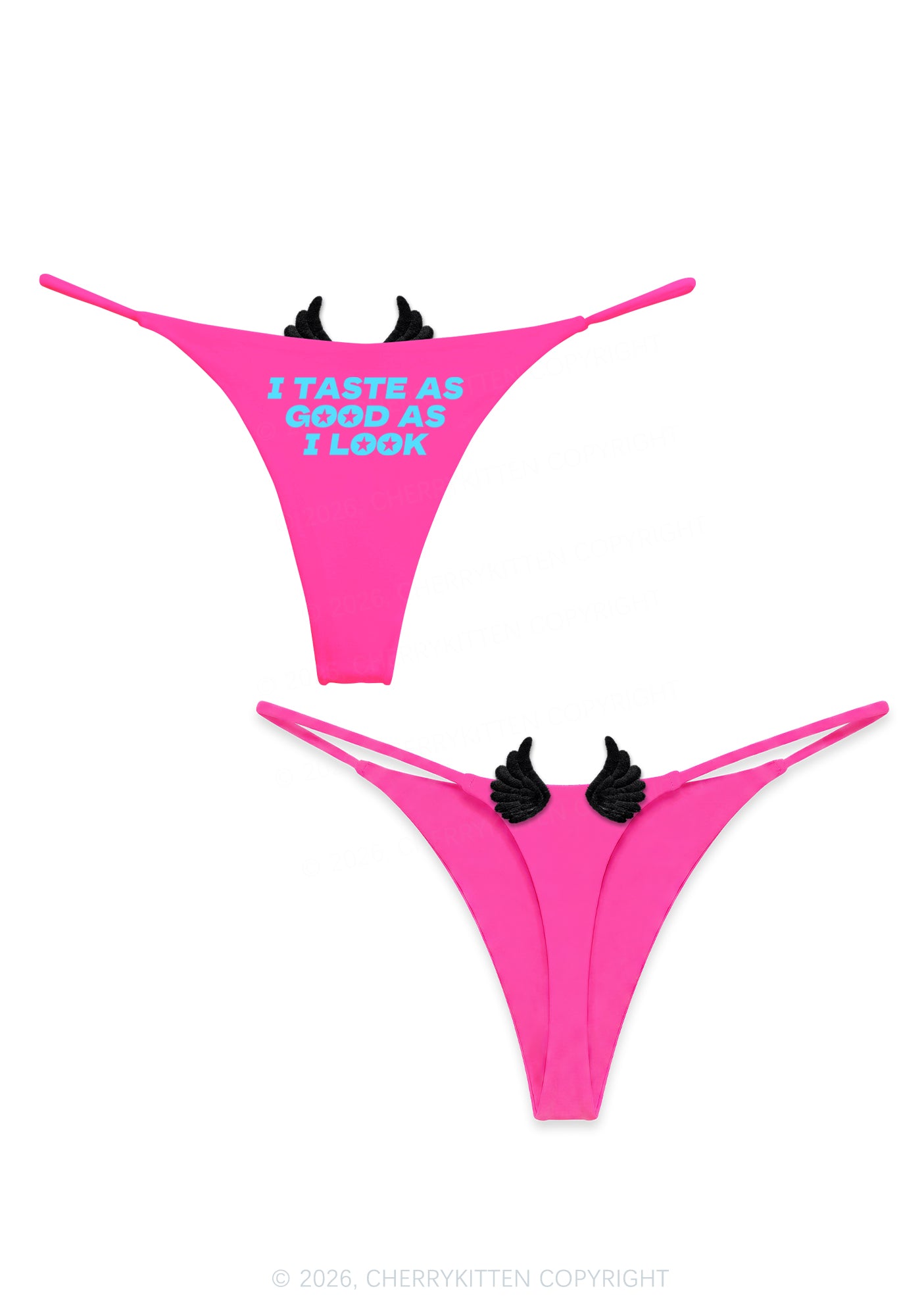 I Taste As Good As I Look Y2K Goth Angel Wings Bikini String Thong Cherrykitten