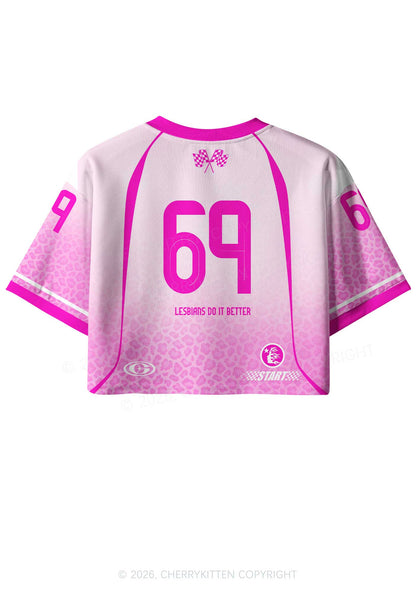 Pink Lesbians Do It Better Pride Y2K Crop Sport Jersey Shirts Cherrykitten