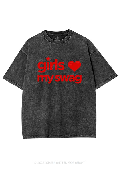 Girls Love My Swag Pride Y2K Shirts Washed Tee Cherrykitten