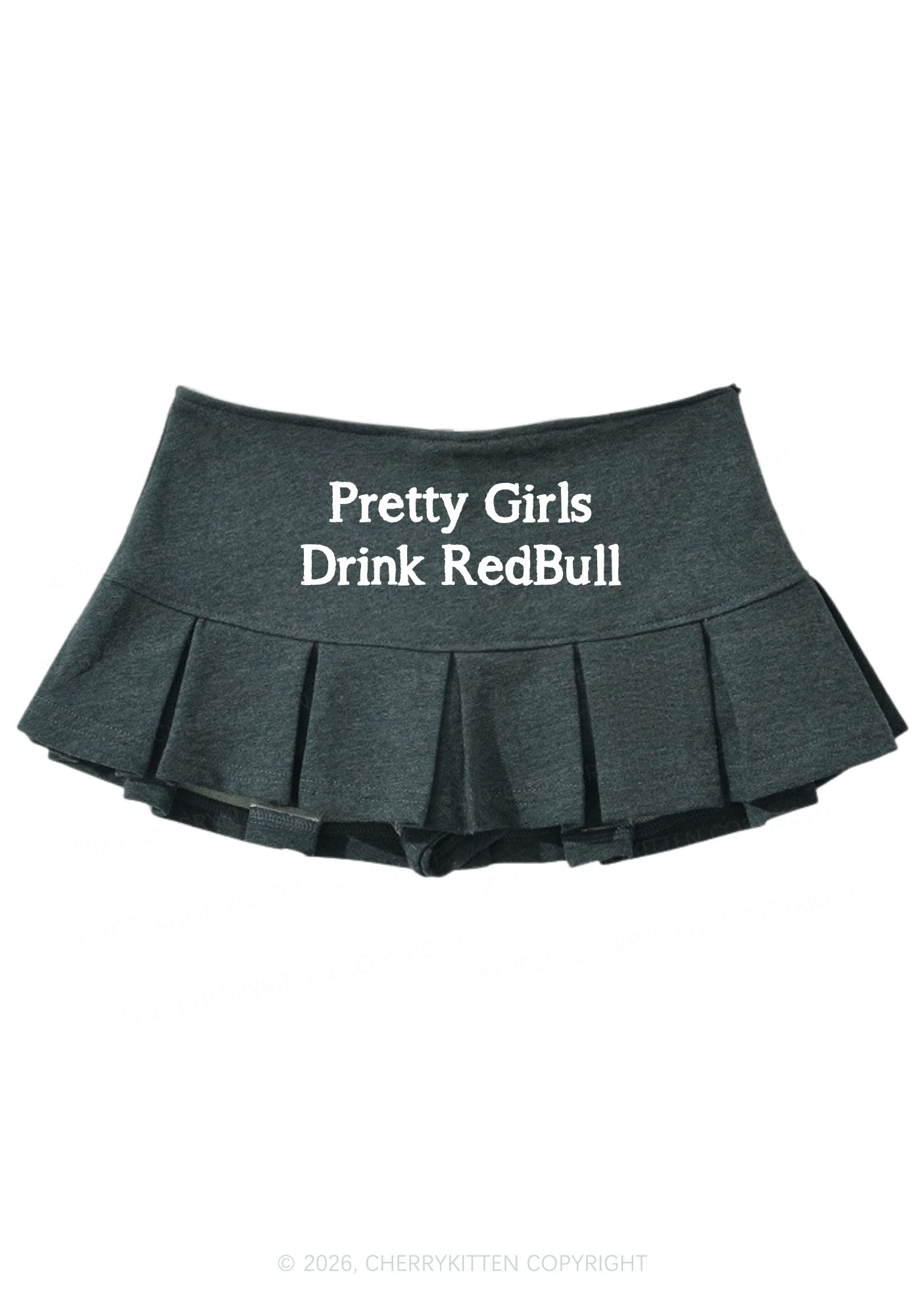 Pretty Girls Drink Red Y2K Mini Pleated Skirts Cherrykitten