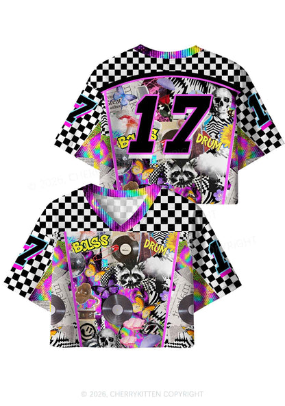 Bass And Drum Collage Y2K Crop Sport Jersey Shirts Cherrykitten
