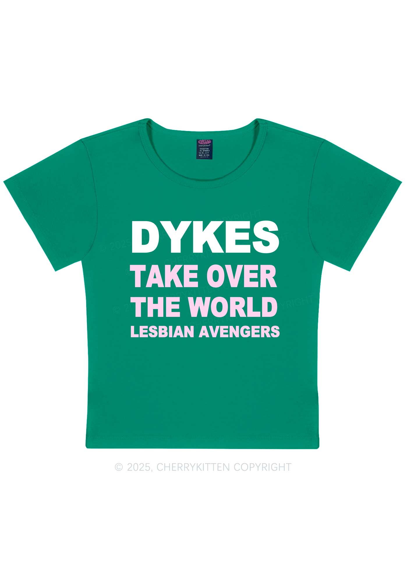 Dyke Take Over The World Y2K Baby Tee Cherrykitten