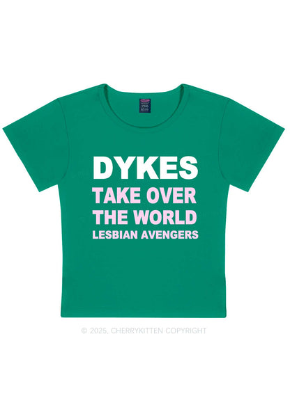 Dyke Take Over The World Y2K Baby Tee Cherrykitten