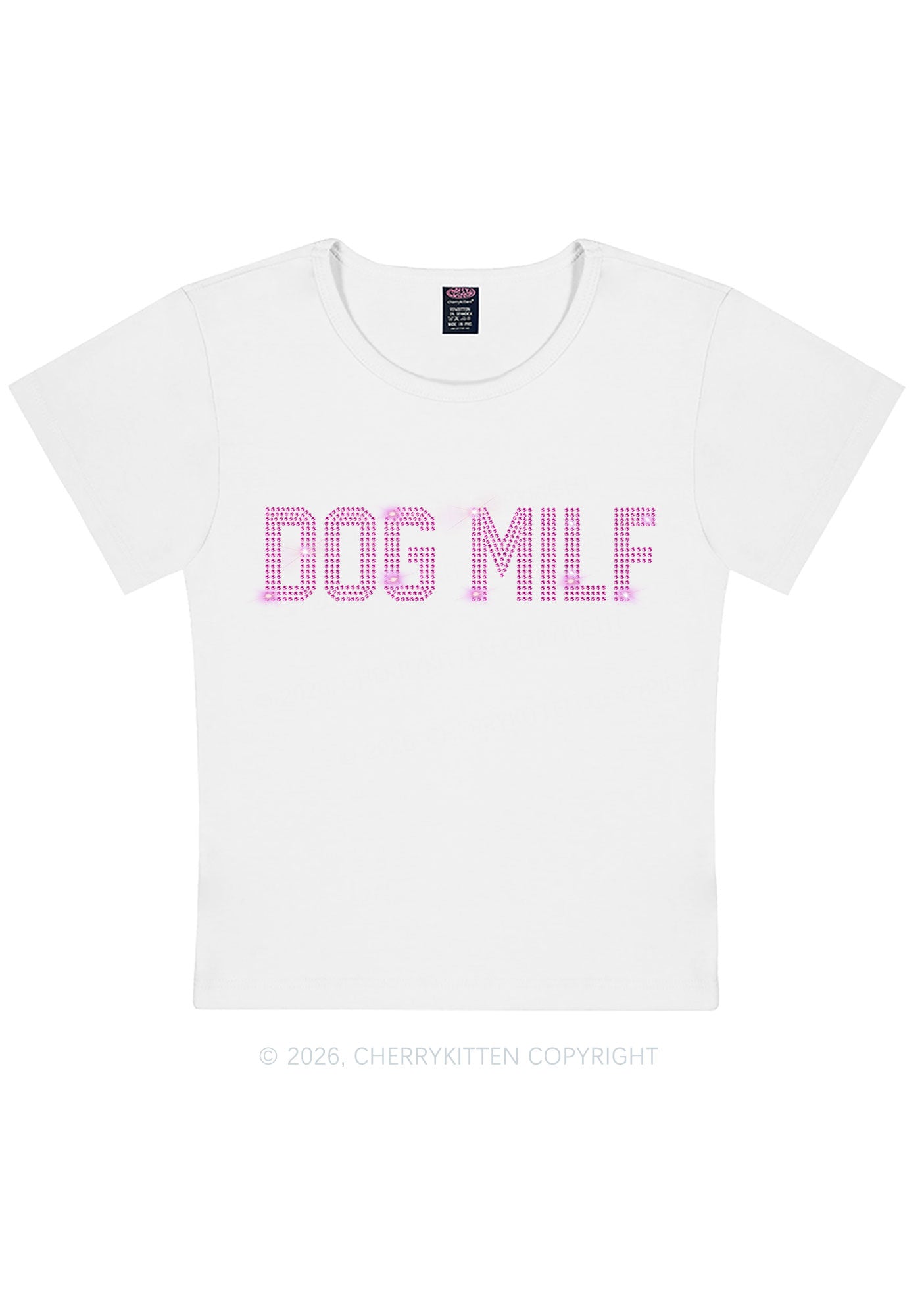 Rhinestone Dog Mxxf Y2K Baby Tee Cherrykitten