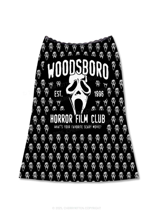 Halloween Horror Film Club Y2K Print Midi Skirt Cherrykitten