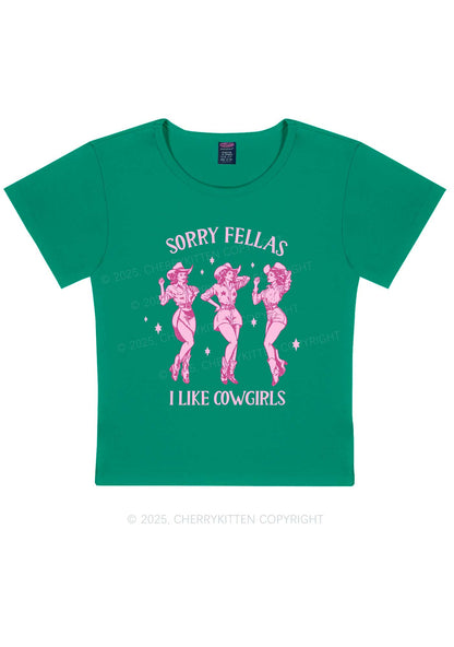 Sorry Fellas I Like Cowgirls Y2K Baby Tee Cherrykitten
