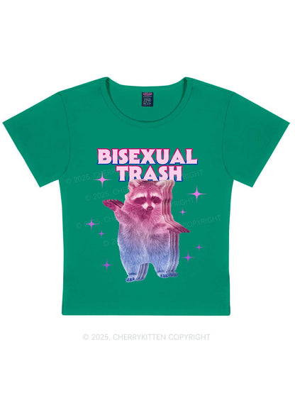Bisexual Trash Raccoon Pride Y2K Baby Tee Cherrykitten
