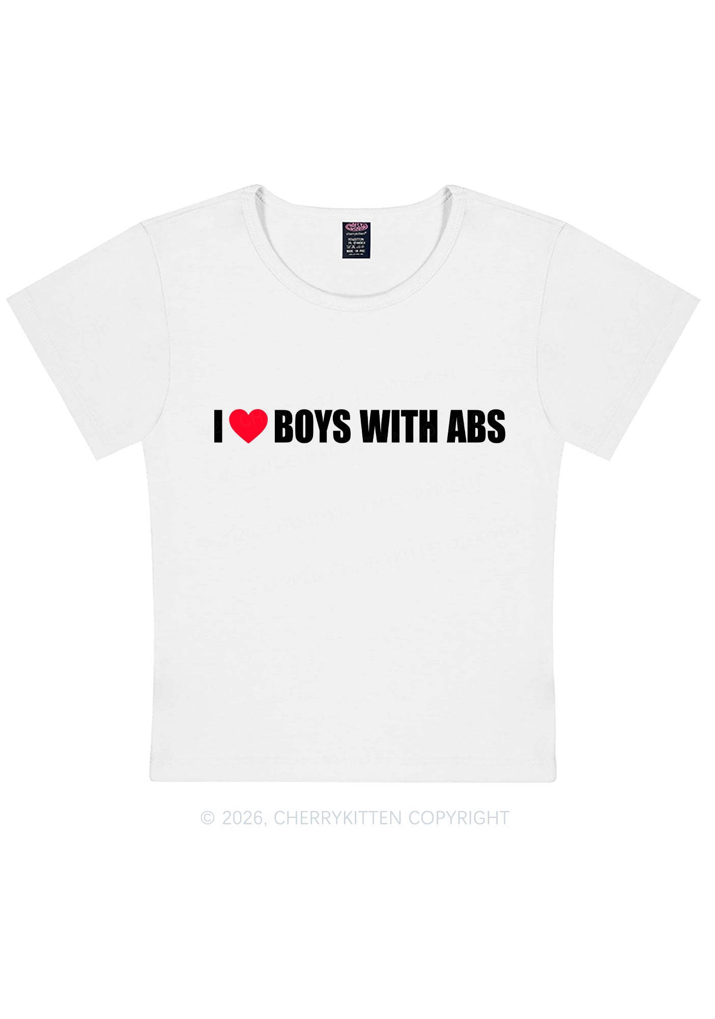 I Love Boys With ABS Y2K Baby Tee Cherrykitten