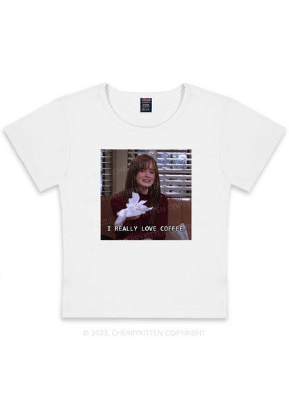 Curvy I Really Love Coffee Y2K Baby Tee Cherrykitten