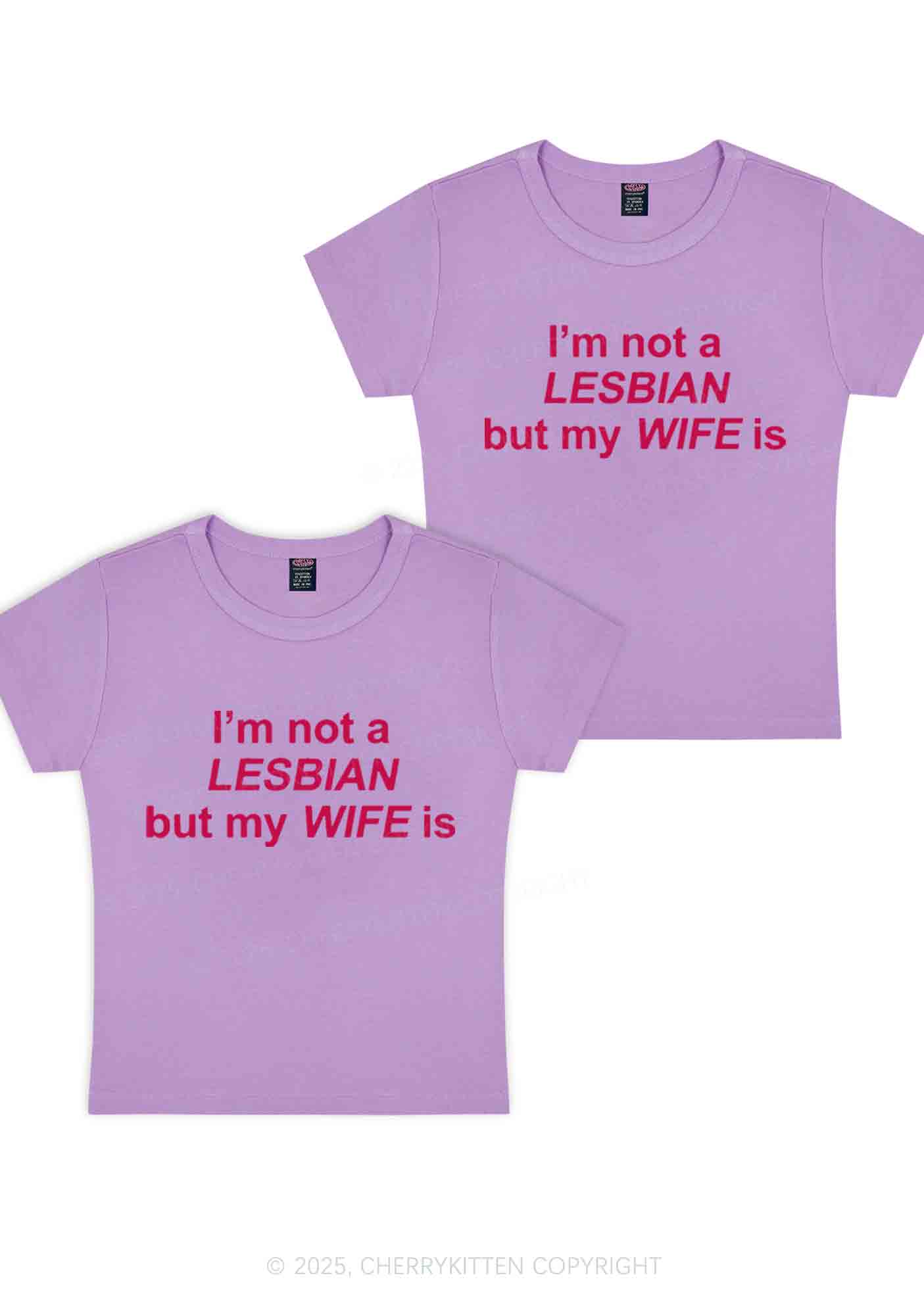 My Wife Is Lesbian Y2K Valentine's Day Baby Tee Cherrykitten