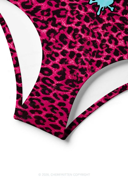 Cxmslxt Hot Pink Leopard Y2K Print Bikini Set Cherrykitten