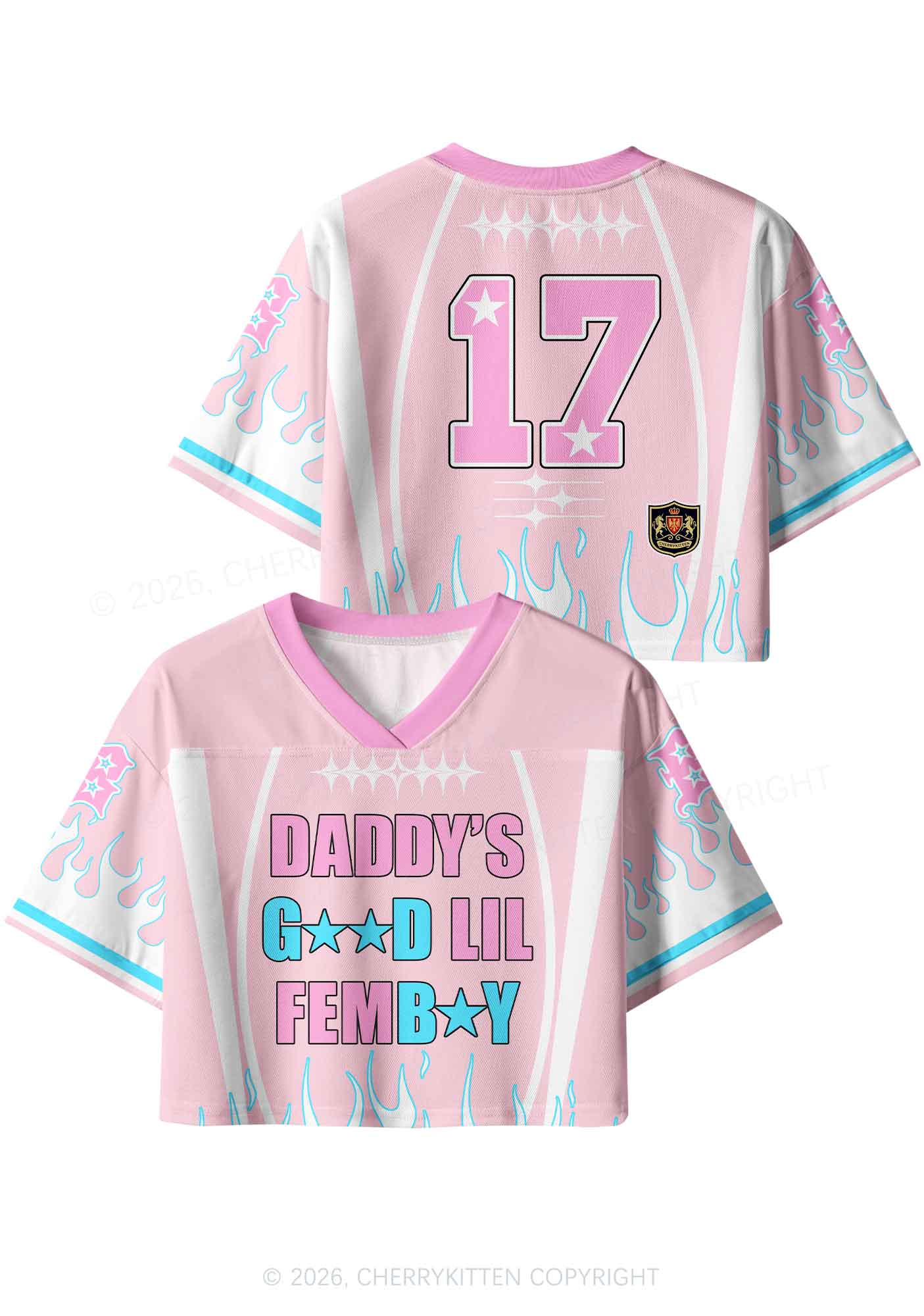 Daddys Good Lil Femboy Pride Y2K Crop Sport Jersey Shirts Cherrykitten