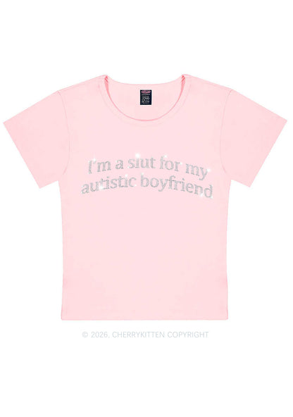 Rhinestone Slxt For My Autistic BF Y2K Baby Tee Cherrykitten