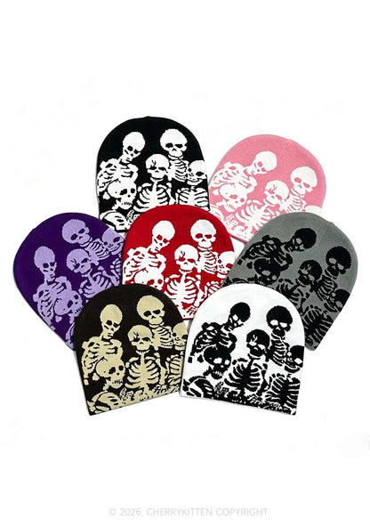 Retro Skull Y2K Knitted Hat Cherrykitten