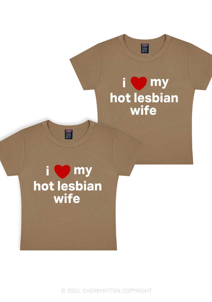 Love My Hot Lesbian Wife Y2K Valentine's Day Baby Tee Cherrykitten