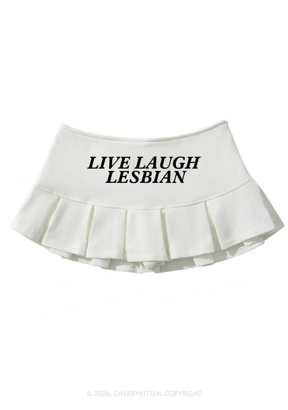 Live Laugh Lesbian Pride Y2K Mini Pleated Skirts Cherrykitten