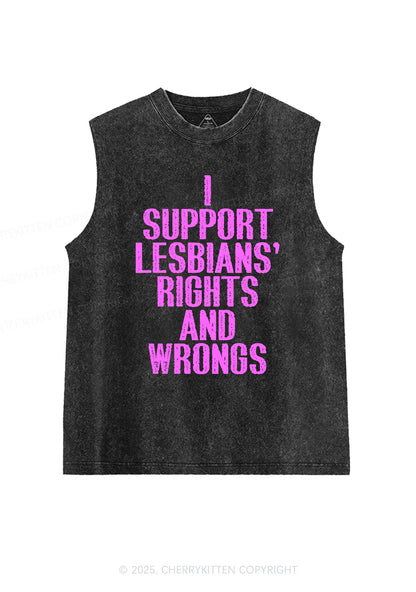 Support Lesbians Rights Pride Y2K Washed Muscle Tank Cherrykitten