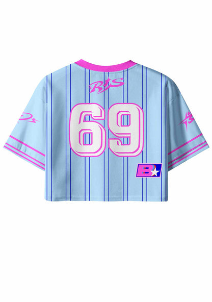 Blue Live Laugh Lesbian Pride Y2K Crop Sport Jersey Shirts Cherrykitten