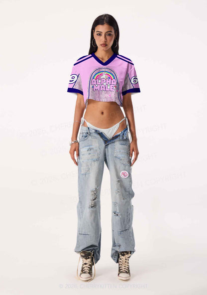 Alpha Male Unicorn Pride Y2K Crop Sport Jersey Shirts Cherrykitten