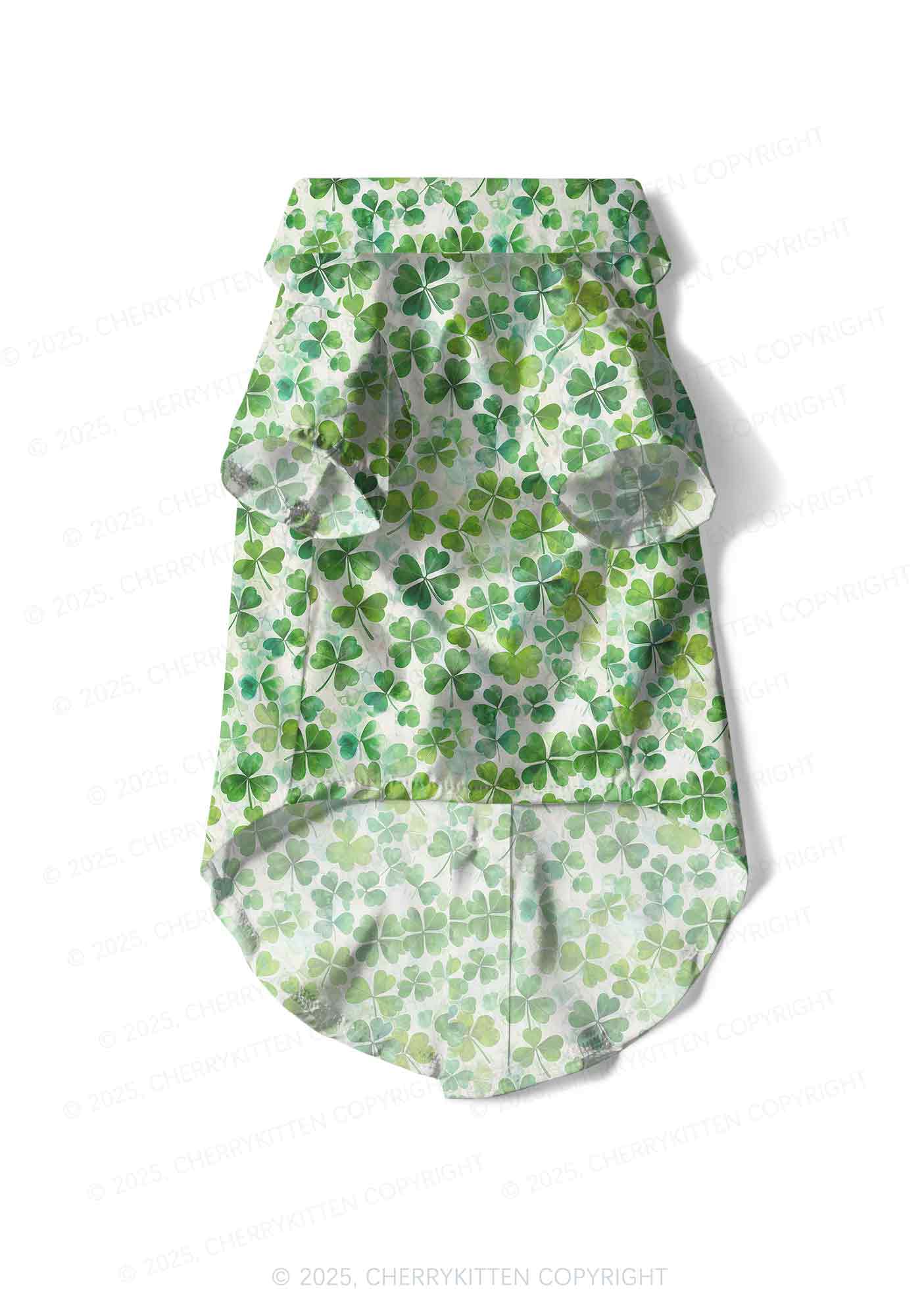 Green Shamrock Y2K Pet Shirts Cherrykitten