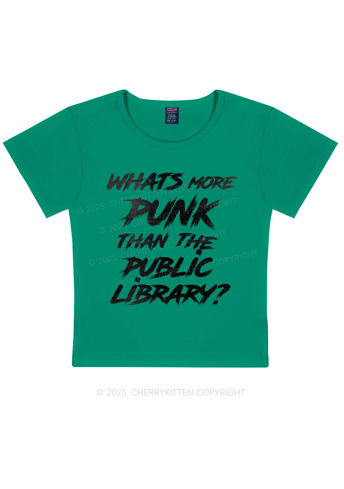 Punk Than Public Library Y2K Baby Tee Cherrykitten