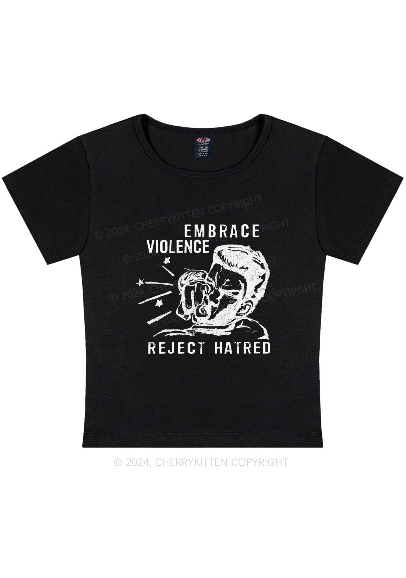 Embrace Violence Y2K Baby Tee Cherrykitten