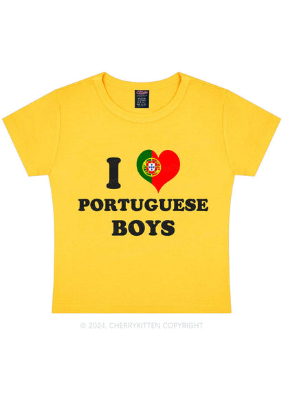 I Love Boys Custom Photo Y2K Baby Tee Cherrykitten