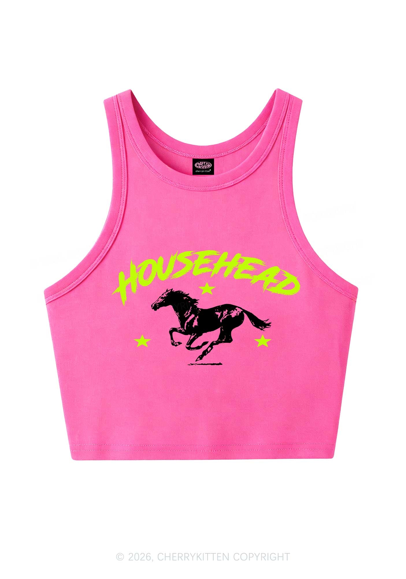 Retro Star Househead Horse Y2K Crop Tank Top Cherrykitten