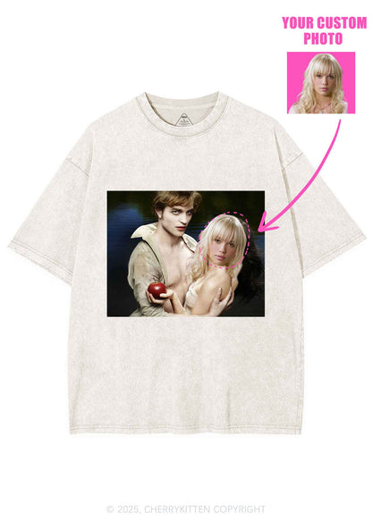 Custom Vampire Lover Photo Y2K Shirts Washed Tee Cherrykitten