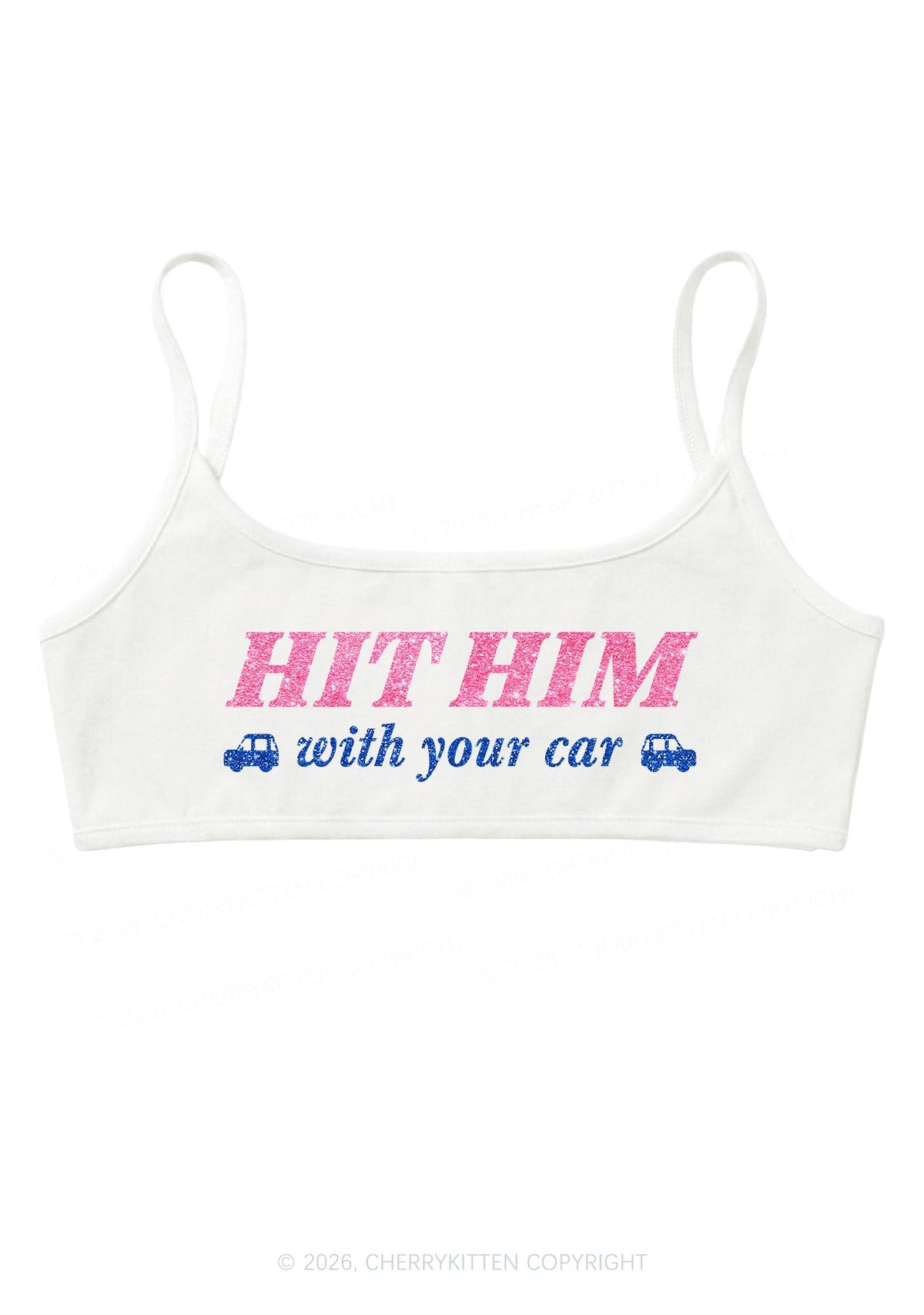 Glitter Hit Him Y2K Super Crop Cami Cherrykitten