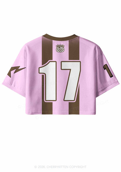 Live Laugh Lesbian Brown Stripes Pride Y2K Crop Sport Jersey Shirts Cherrykitten