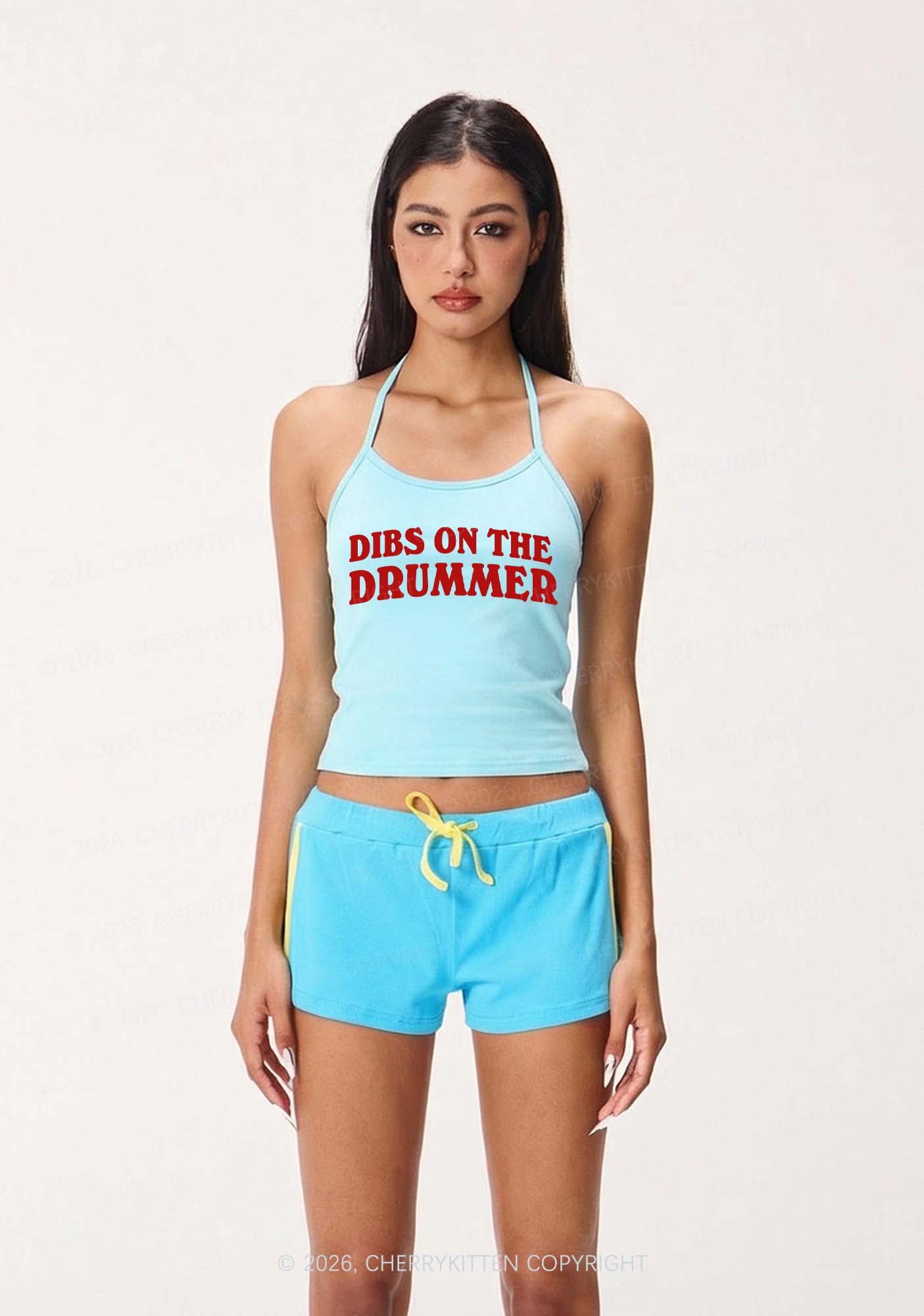 Dibs On The Drummer Y2K Halter Neck Cami Cherrykitten