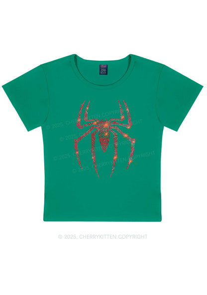 Rhinestone Red Spider Y2K Baby Tee Cherrykitten