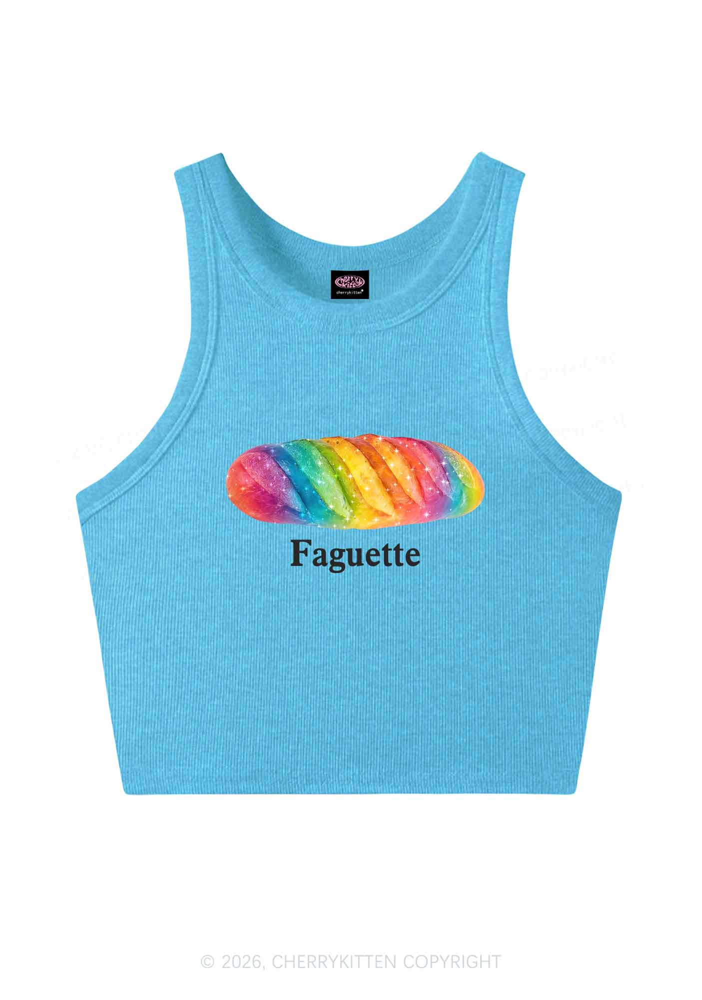 Rainbow Faguette Pride Y2K Crop Tank Top Cherrykitten