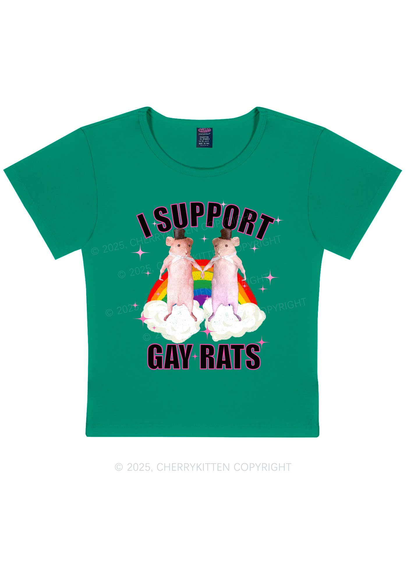 Support Gay Rats Pride Y2K Baby Tee Cherrykitten