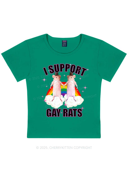 Support Gay Rats Pride Y2K Baby Tee Cherrykitten