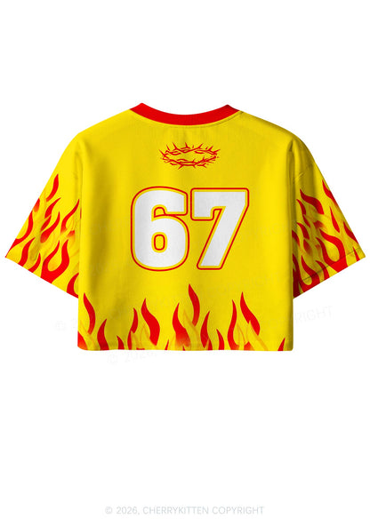 Yellow Gods Favorite Fag Pride Y2K Crop Sport Jersey Shirts Cherrykitten