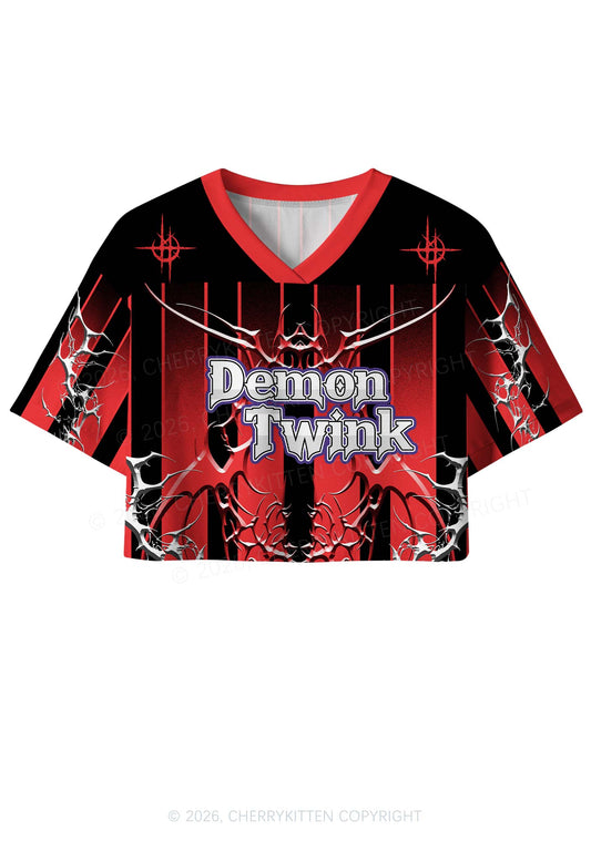 Demon Twink Pride Y2K Crop Sport Jersey Shirts Cherrykitten