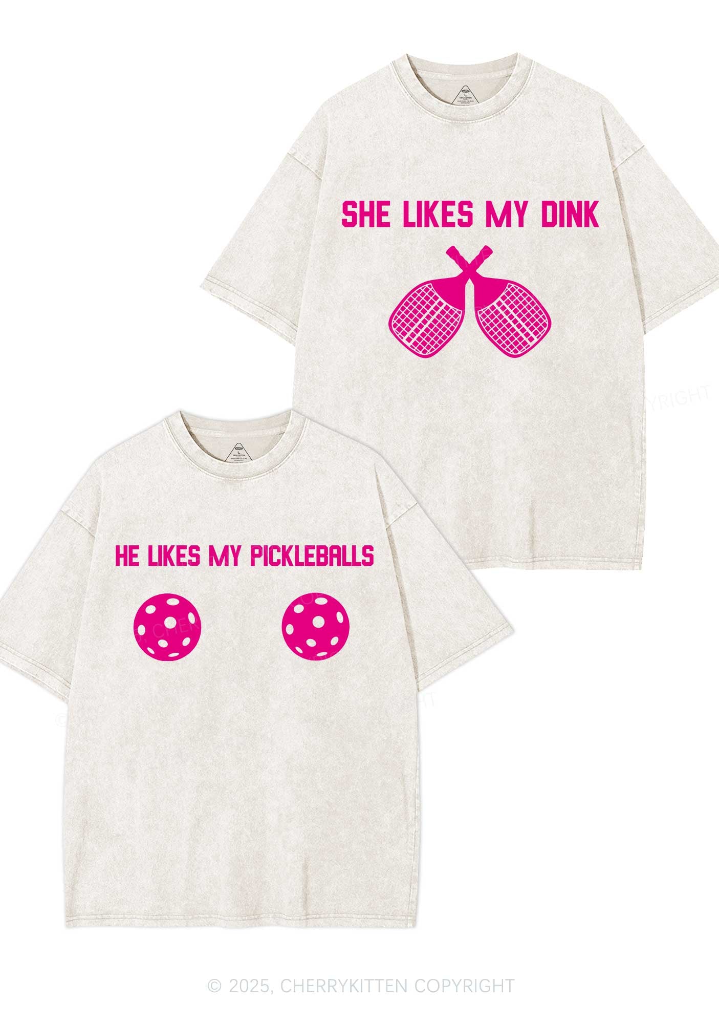 Pickleball Couple Y2K Valentine's Day Washed Tee Cherrykitten
